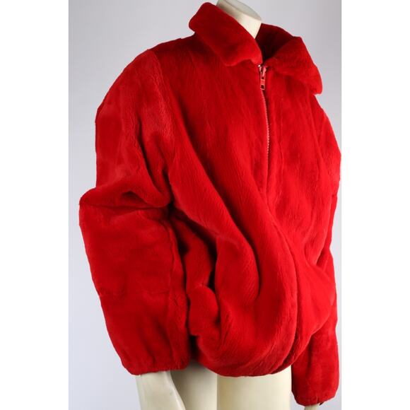 Vintage Luxury Red Sheared Mink Fur Zip Front Jacket Women’s Size L Winter Warm - Picture 14 of 16